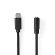 USB-C Adapter | USB 2.0 | USB-C Hane | 3.5 mm Hona | 1.00 m | Rund | Nickelplaterad | PVC | Svart | Label - Dator och nätverk - 5412810422227 - 1