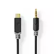 USB-C Adapter | USB 2.0 | USB-C Hane | 3.5 mm Hane | 1.00 m | Rund | Guldplaterad | PVC | Svart | Låda - Dator och nätverk - 5412810406807 - 1
