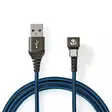 USB-kabel | USB 2.0 | USB-A Hane | USB-C Hane | 480 Mbps | Guldplaterad | 2.00 m | Rund | Flätad / Nylon | Blå / Svart | Kartong med täckt fönster - Dator och nätverk - 5412810327157 - 1