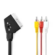 SCART-kabel | SCART Hane | 3x RCA Hane | Nickelplaterad | Bytbar | 480p | 2.00 m | Rund | PVC | Svart | Label - Nedis produkter - 5412810426737 - 1