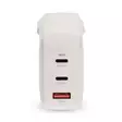 Väggladdare | 100 W | GaN | PD3.0 | 2.5 / 3.0 / 5.0 A | Antal utgångar: 3 | USB-A / 2x USB-C | Automatiskt val av Spänning | Vit - Nätladdare - 5412810470167 - 10