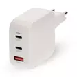 Väggladdare | 100 W | GaN | PD3.0 | 2.5 / 3.0 / 5.0 A | Antal utgångar: 3 | USB-A / 2x USB-C | Automatiskt val av Spänning | Vit - Nätladdare - 5412810470167 - 1