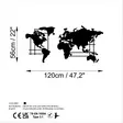 Väggdekor Metall Wallity World Map L Svart Metall 120x56 cm - Dekorationer, prydnadsföremål - 8683742829157 - 6