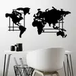 Väggdekor Metall Wallity World Map L Svart Metall 120x56 cm - Dekorationer, prydnadsföremål - 8683742829157 - 2
