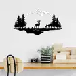 Väggdekor Metall Wallity Deer And Landscape Svart Vit Metall 70x38 cm 1 Del - Dekorationer, prydnadsföremål - 8683742828327 - 2