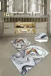 Badrumsmatta Set Mijölnir Flerfärgad 100% Polyester Antibakteriell Halkfri Maskintvättbar 50x60 cm & 60x100 cm - Badrumsmattor och våtrumsmattor - 8682870916487 - 1