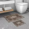 Badrumsmatta Set Mijölnir Brun 100% Polyester Halkfri Antibakteriell 50x60 cm & 60x100 cm - Badrumsmattor och våtrumsmattor - 8683342421447 - 2