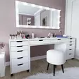 Sminkbord Hanah Home Duru 1600 Matte Vit Spånskiva 200x77,4x55 cm - Toalettbord - 8684283109937 - 4