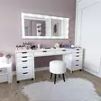 Sminkbord Hanah Home Duru 1600 Matte Vit Spånskiva 200x77,4x55 cm - Toalettbord - 8684283109937 - 3