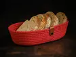 Brödkorgset i bomull (3 delar), röd, 12 x 22 x 5 cm, tålig, handgjord - Serveringsfat - 8683742916307 - 4