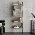 Bokhylla Hanah Home Piante Valnöt Svart Spånskiva 60x174x22 cm - Bokhyllor - 8681875920987 - 3