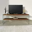 TV-bänk Hanah Home TV103 Valnöt Massiv Furu Härdat Glas 120x45x35 cm - TV-bänkar - 8681875708127 - 3
