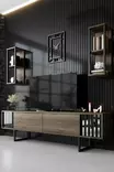 TV-bänk Hanah Home Chrome Line Valnöt Spånskiva 180x30x48 cm - TV-bänkar - 8683742126157 - 2