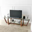 TV-bänk Hanah Home Amalfi Valnöt Massiv Furu Härdat Glas 158x35x35 cm - TV-bänkar - 8683342979207 - 5
