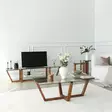 TV-bänk Hanah Home Amalfi Valnöt Massiv Furu Härdat Glas 158x35x35 cm - TV-bänkar - 8683342979207 - 7