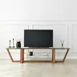 TV-bänk Hanah Home Amalfi Valnöt Massiv Furu Härdat Glas 158x35x35 cm - TV-bänkar - 8683342979207 - 3