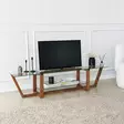 TV-bänk Hanah Home Amalfi Valnöt Massiv Furu Härdat Glas 158x35x35 cm - TV-bänkar - 8683342979207 - 2