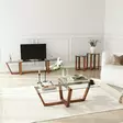 TV-bänk Hanah Home Amalfi Valnöt Massiv Furu Härdat Glas 158x35x35 cm - TV-bänkar - 8683342979207 - 6