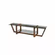 TV-bänk Hanah Home Amalfi Valnöt Massiv Furu Härdat Glas 158x35x35 cm - TV-bänkar - 8683342979207 - 1