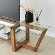 TV-bänk Hanah Home Amalfi Valnöt Massiv Furu Härdat Glas 158x35x35 cm - TV-bänkar - 8683342979207 - 9