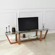 TV-bänk Hanah Home Amalfi Valnöt Massiv Furu Härdat Glas 158x35x35 cm - TV-bänkar - 8683342979207 - 4