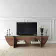 TV-bänk Hanah Home Lily TV Valnöt Spånskiva Härdat Glas 158x40x35 cm - TV-bänkar - 8683342979177 - 3