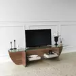 TV-bänk Hanah Home Lily TV Valnöt Spånskiva Härdat Glas 158x40x35 cm - TV-bänkar - 8683342979177 - 4