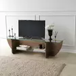 TV-bänk Hanah Home Lily TV Valnöt Spånskiva Härdat Glas 158x40x35 cm - TV-bänkar - 8683342979177 - 2