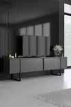 Vardagsrumsmöbelset Hanah Home Luxe Valnöt Spånskiva 160x35x80 180x30x50 90x60x40 cm - Möbler - 8684282178217 - 3