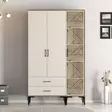 Garderob Hanah Home Kumsal PT Valnöt Cream Spånskiva 120x47,5x201,4 cm - Garderober - 8684282089247 - 3