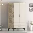 Garderob Hanah Home Kumsal PT Valnöt Cream Spånskiva 120x47,5x201,4 cm - Garderober - 8684282089247 - 2