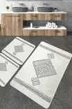 Badrumsmatta Set Mijölnir Flerfärgad 100% Polyester Antibakteriell Halkfri 50x60 cm & 60x100 cm - Badrumsmattor och våtrumsmattor - 8683342801577 - 2