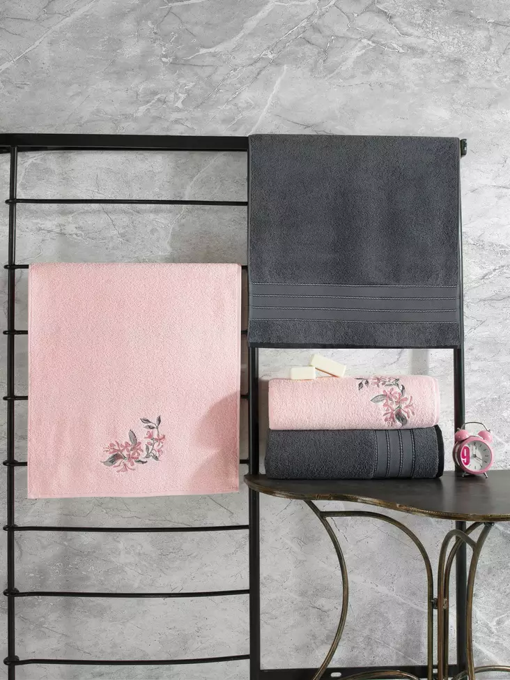 Handdukset Mijölnir Antracit Rosa 100% Bomull 90x150 cm & 50x90 cm - Handdukar - 8682870695887 - 1