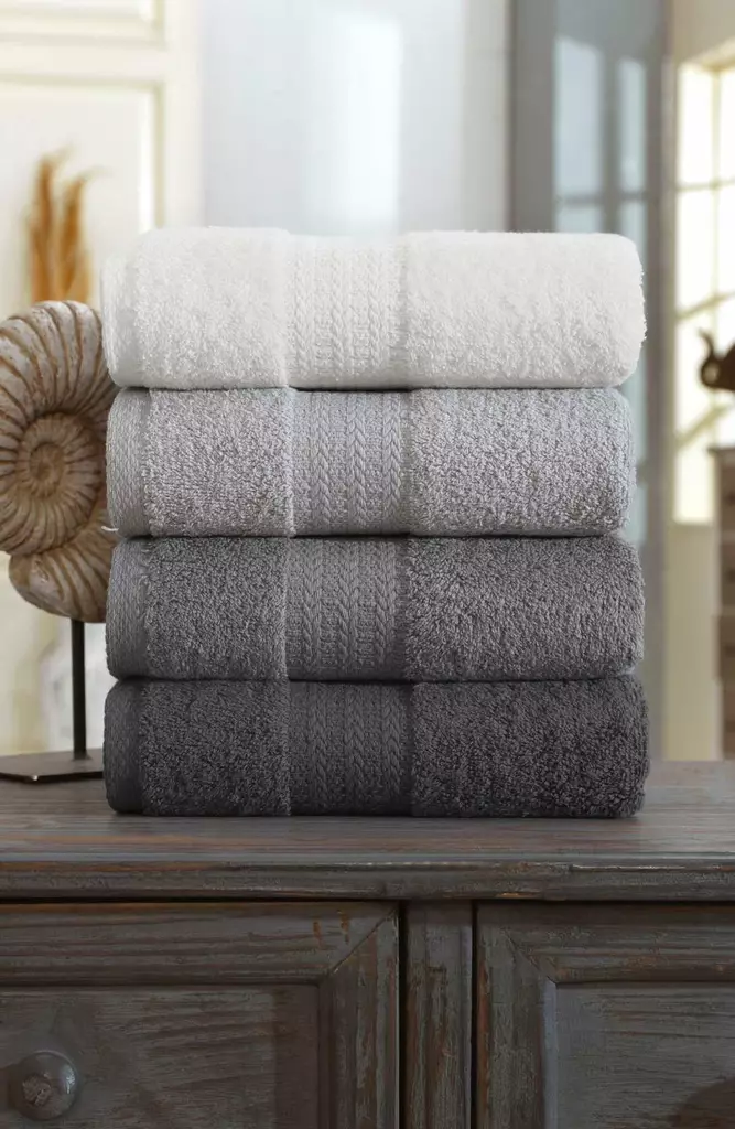 Tvätthandduk Set Mijölnir Grå 100% Bomull 50x85 cm 4 Delar - Handdukar - 8684283617517 - 1