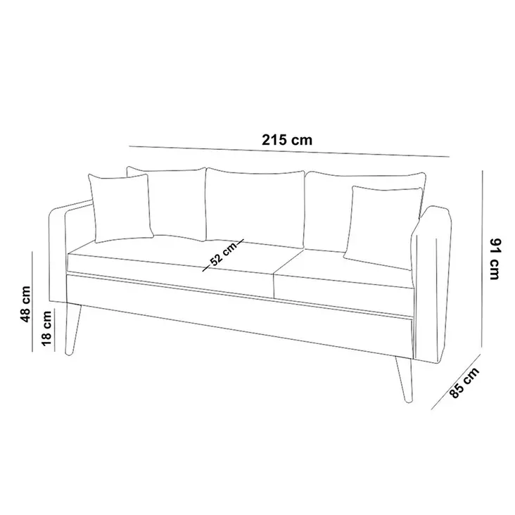 3-sits soffa Atelier del Sofa Sofia Mörkblå Tyg 215x85x91 cm - Soffor - 8681875598407 - 1