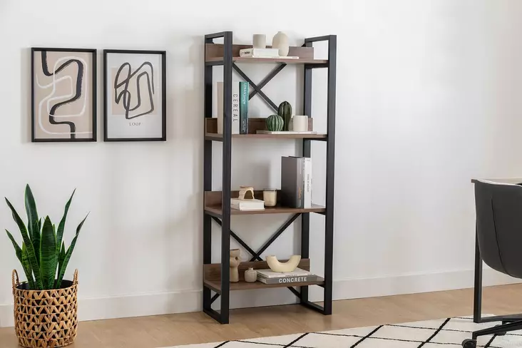 Bokhylla Hanah Home Adisa Valnöt Spånskiva 63x150x30 cm - Bokhyllor - 8681875207057 - 1