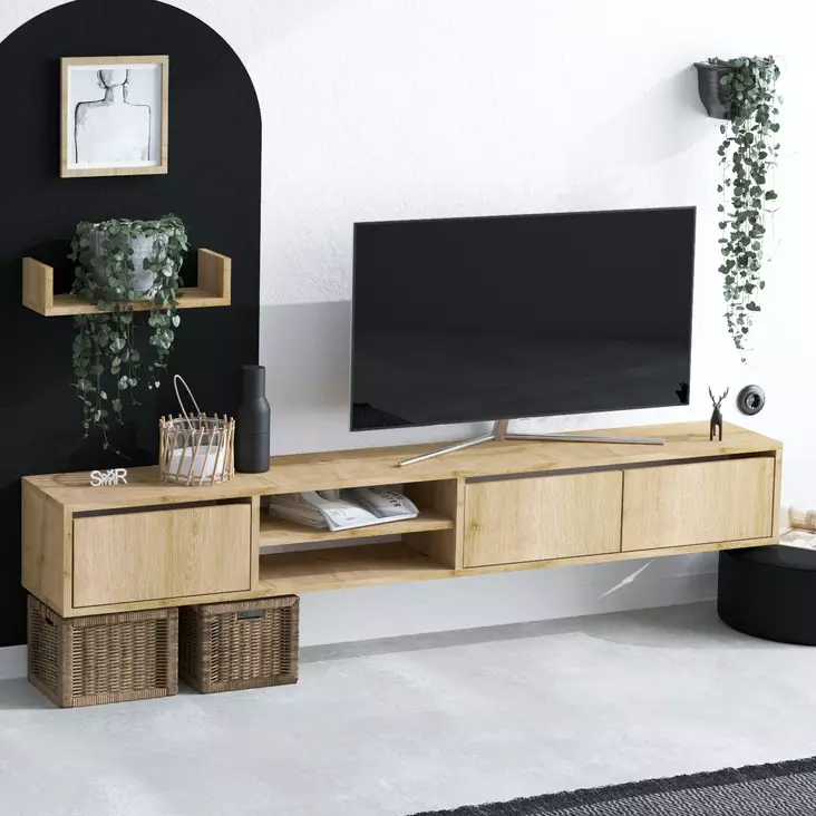 TV-bänk Hanah Home Heka Safir Ek Spånskiva 180x25x30 cm - TV-bänkar - 8683342978767 - 1