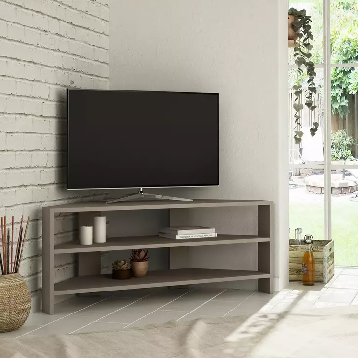 TV-bänk Hanah Home Thales Corner Ljus Mocca Spånskiva 114x45x36 cm - TV-bänkar - 8681875104127 - 1