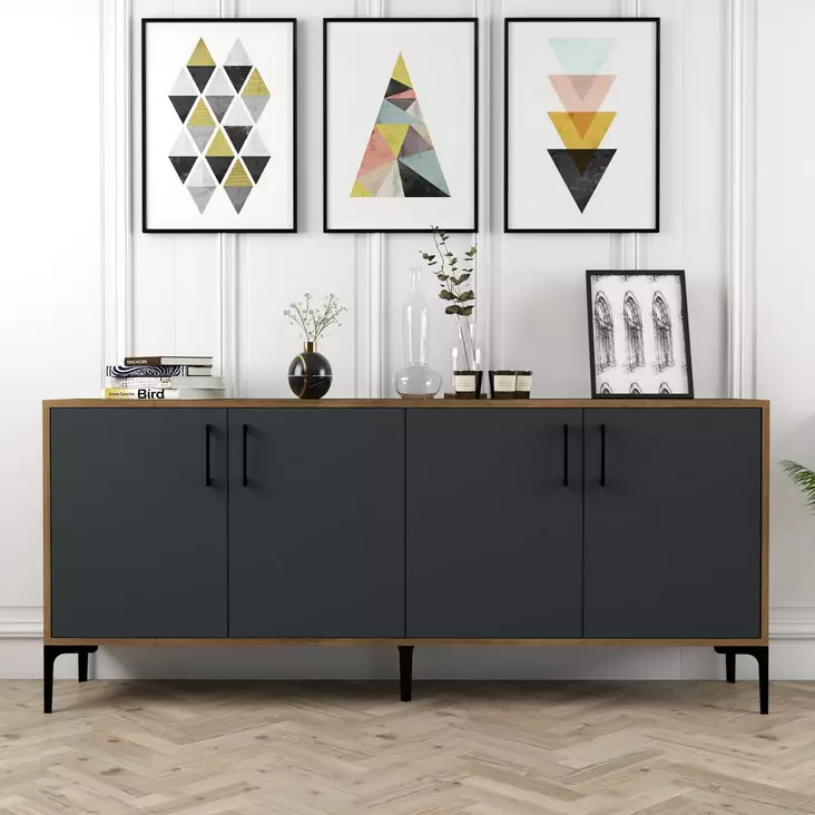 Konsolbord Hanah Home Kiev Valnöt Antracit Spånskiva 180x78x35 cm - Byråer och skåp - 8683342460897 - 1