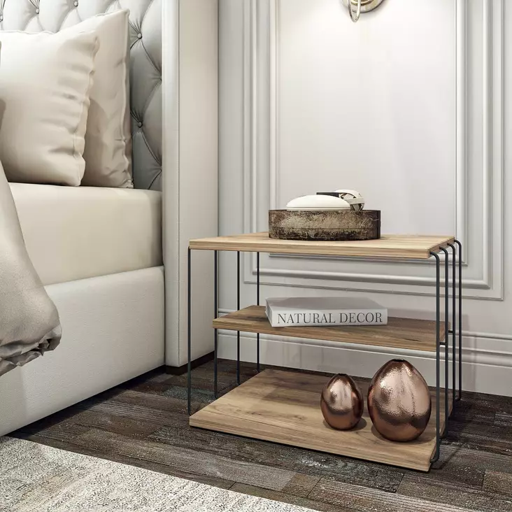 Sidobord, atlantic pine black, 50 cm x 33 cm x 40 cm, hållbart, stilrent, mångsidigt - Bord - 8682870286207 - 1