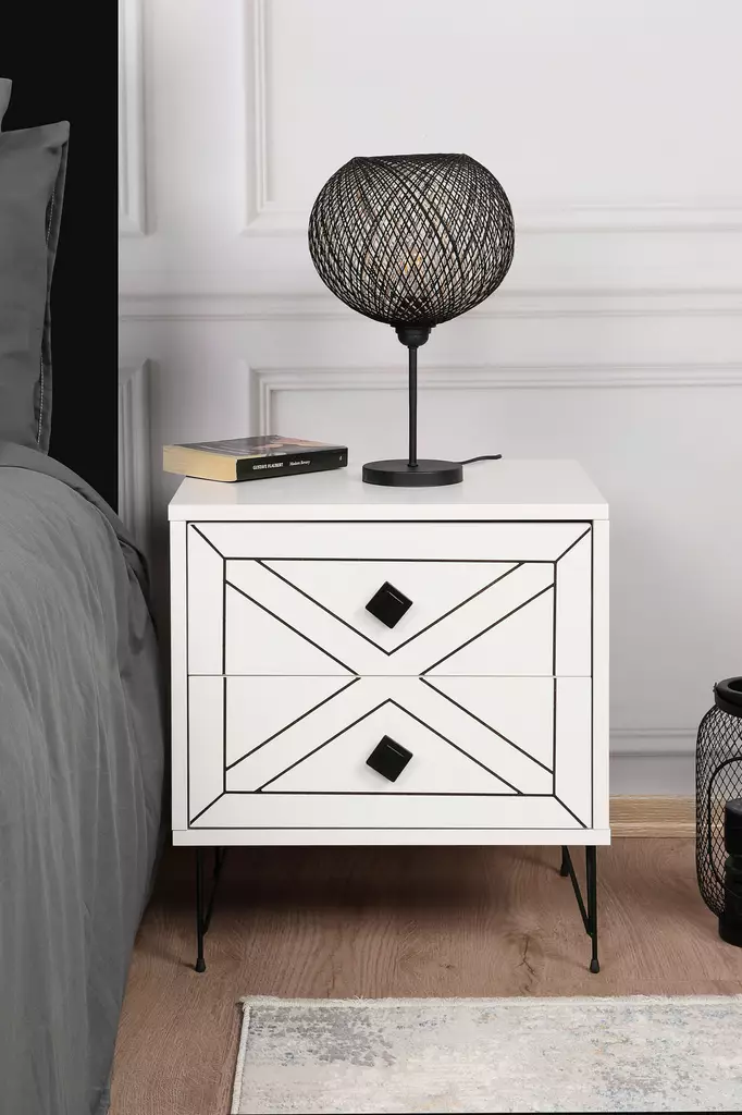 Sängbord Hanah Home Luna Vit Spånskiva 50x55x40 cm - Nattduksbord - 8683342427647 - 1