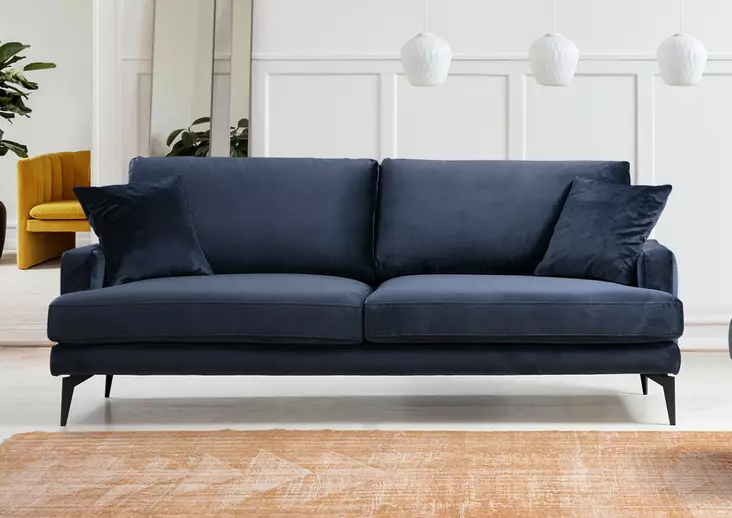 3-sits soffa Atelier del Sofa Papira Marinblå Polyester 205x90x88 cm - Soffor - 8681875774467 - 1