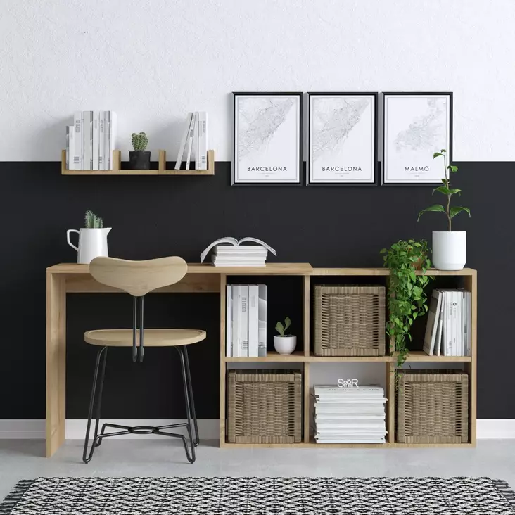 Skrivbord Hanah Home Blake Ek Spånskiva 74x145x45 cm - Skrivbord - 8683743537167 - 1
