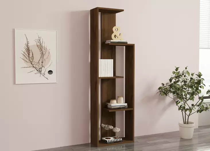 Bokhylla Hanah Home Wand Valnöt Spånskiva 50x160x19,6 cm - Bokhyllor - 8681875449457 - 1