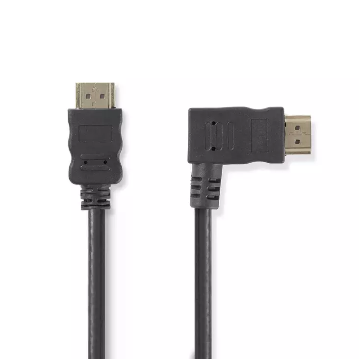 High Speed HDMI kabel med Ethernet | Höger Hooked HDMI Connector | HDMI Kontakt | 4K@30Hz | 10.2 Gbps | 1.50 m | Rund | PVC | Svart | Kuvert - HDMI-kablar - 5412810264667 - 1