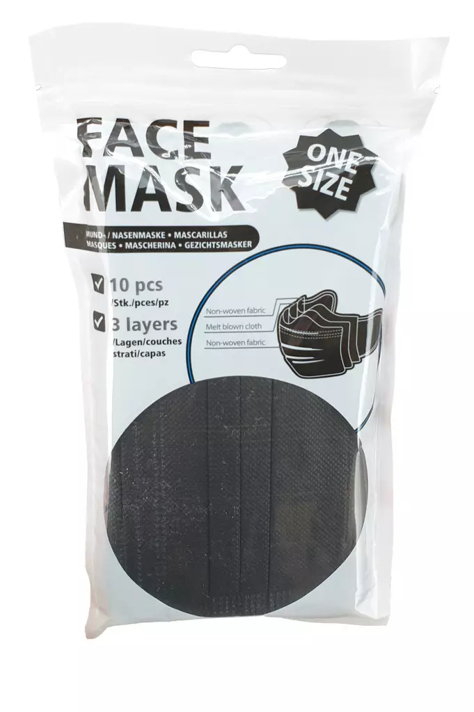 Kasvomaski musta kertak=C3=A4ytt=C3=B6inen 10 kpl - Munskydd och ansiktsmasker - 4029811454297 - 1