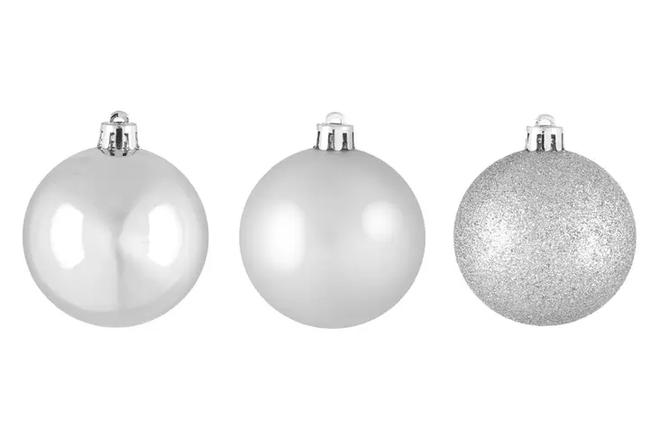 Kuusenpallo 6 cm 9 kpl hopea mix - Juldekorationer och textilier - 6410416089157 - 1