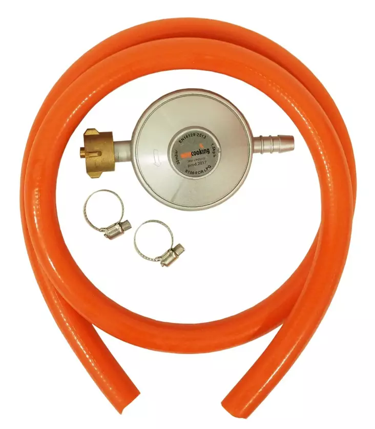 Lågtrycksregulator gänga med 120 cm slang - Gasolgrillar - 6430050629427 - 1