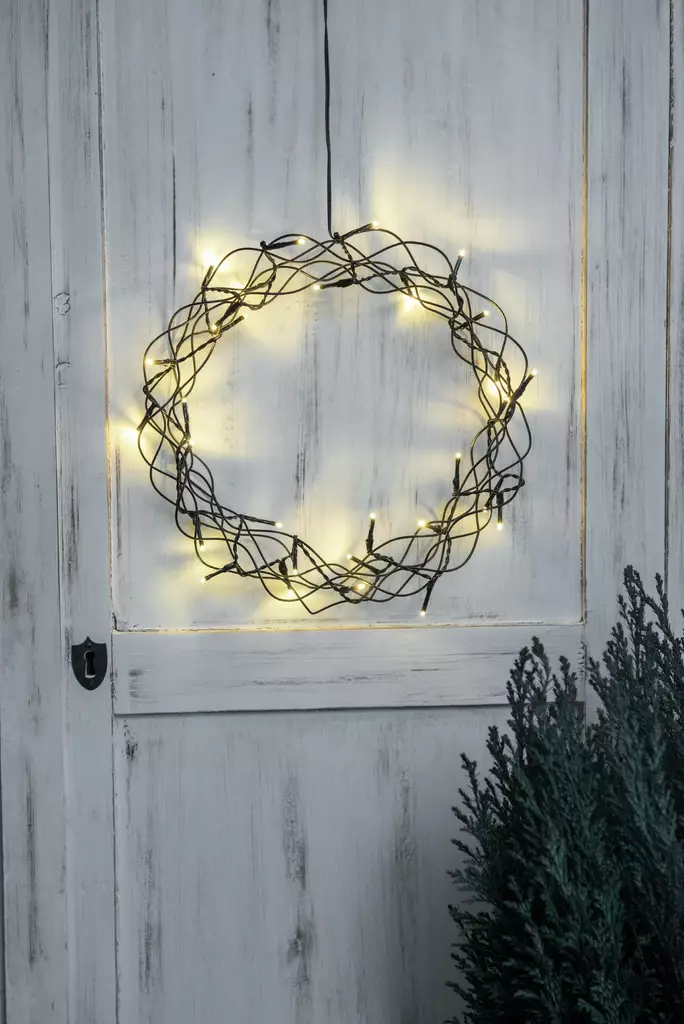 Merlin kranssi 30 cm musta ip20 - Dekorationsljus - 6435200288707 - 1