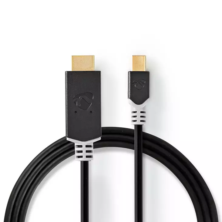 Mini Displayport-kabel | DisplayPort 1.4 | Mini DisplayPort Hane | HDMI Kontakt | 48 Gbps | Guldplaterad | 2.00 m | Rund | PVC | Antracit | Kartong med fönster - Dator och nätverk - 5412810322787 - 1